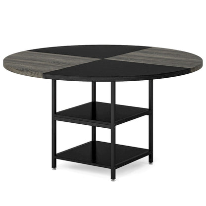 Round Dining Table with Storage Shelves for Kitchen Dining Room