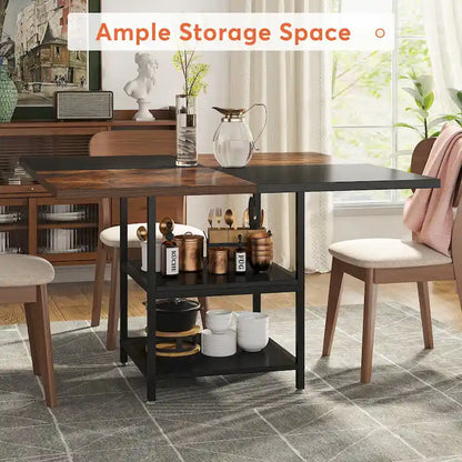 Round Dining Table with Storage Shelves for Kitchen Dining Room