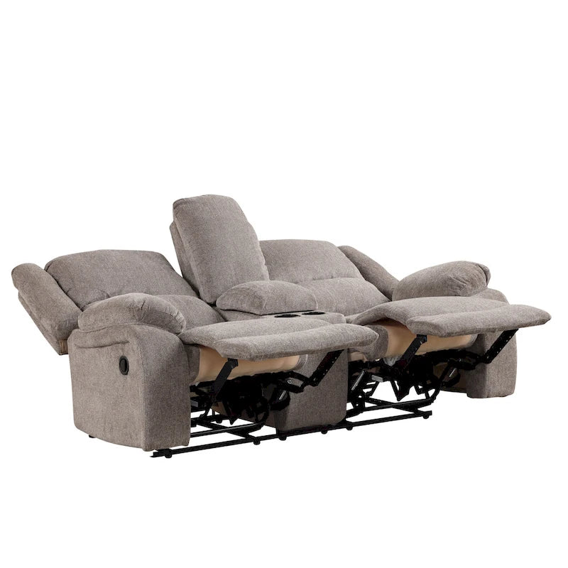 Chasel 3-Piece Mocha Chenille Manual Reclining Sofa Set