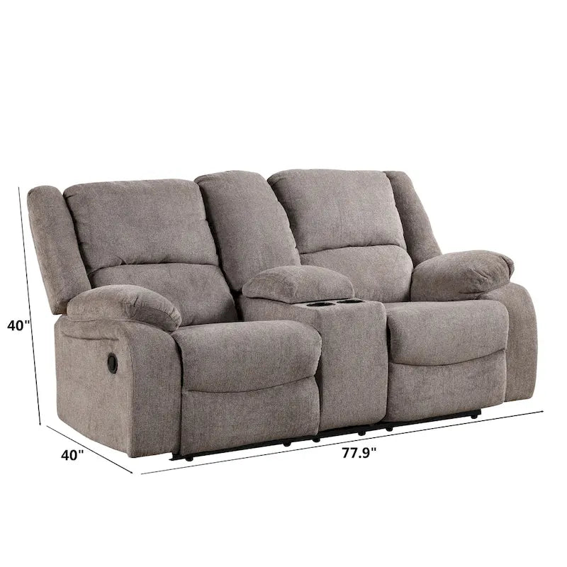 Chasel 3-Piece Mocha Chenille Manual Reclining Sofa Set