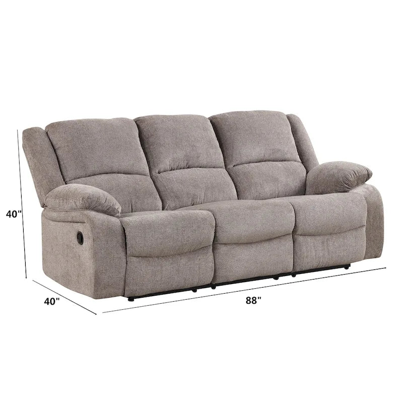 Chasel 3-Piece Mocha Chenille Manual Reclining Sofa Set