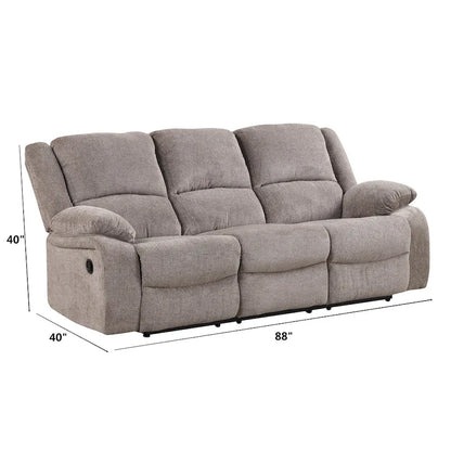 Chasel 3-Piece Mocha Chenille Manual Reclining Sofa Set
