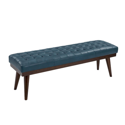 Felisa Modern Genuine Leather Tufted Bench With Solid Wood Base By HULALA HOME