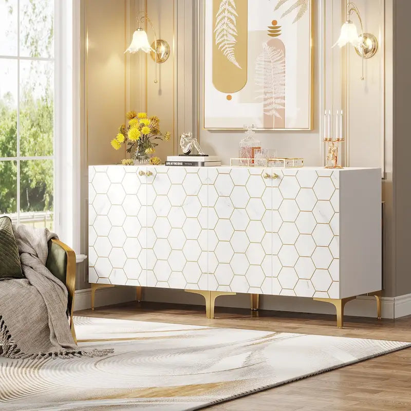 31.5 Modern Accent Storage Cabinet for Living Room Kitchen (Set of 2 )