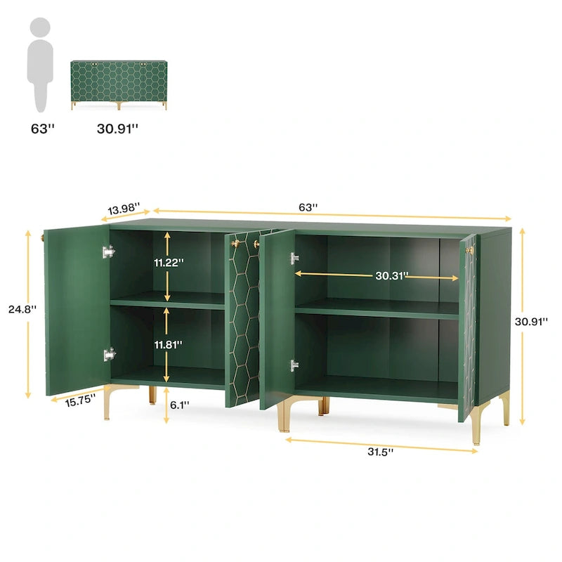 31.5 Modern Accent Storage Cabinet for Living Room Kitchen (Set of 2 )