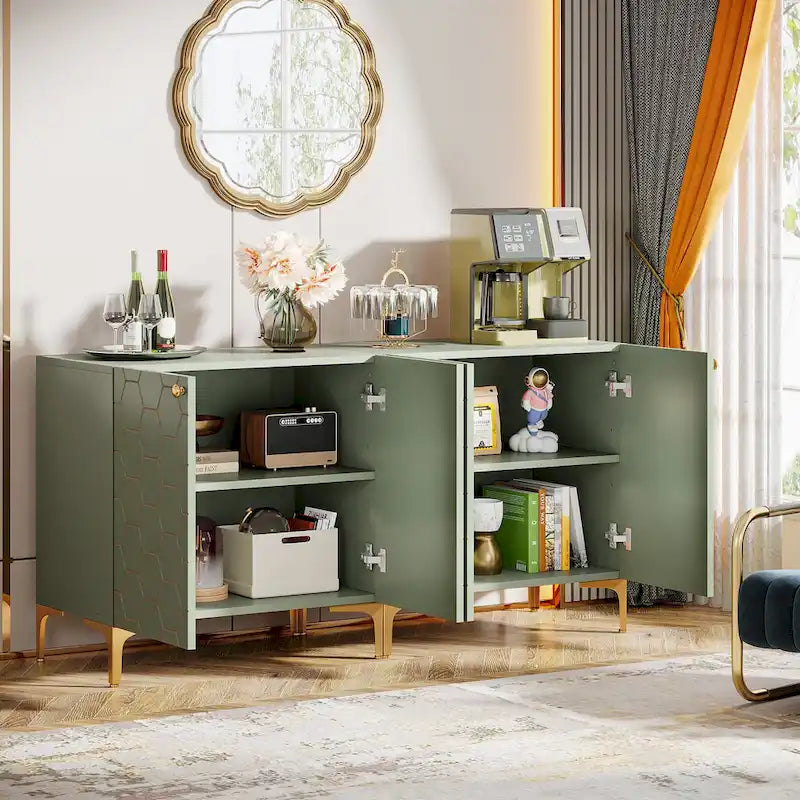 31.5 Modern Accent Storage Cabinet for Living Room Kitchen (Set of 2 )