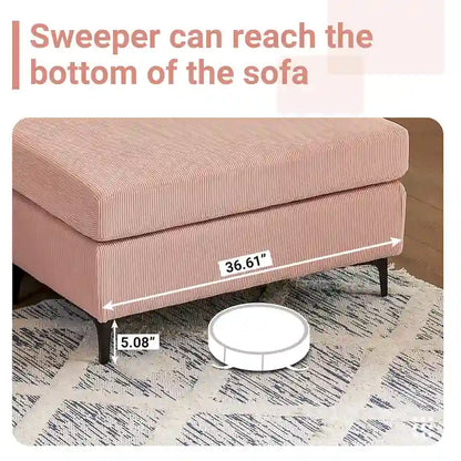 HOOOWOOO Modern Polyester Convertible Chaise Sofa with Metal Legs for Living Room