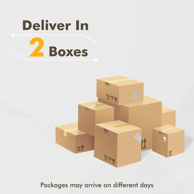 HOOOWOOO Modern Polyester Convertible Chaise Sofa with Metal Legs for Living Room