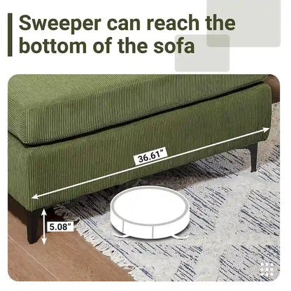 HOOOWOOO Modern Polyester Convertible Chaise Sofa with Metal Legs for Living Room