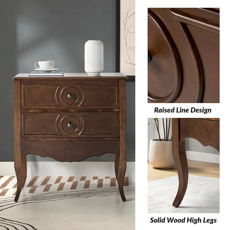 Sidney Traditional 3-Drawer Nightstand with Built-In Outlets and USB by HULALA HOME