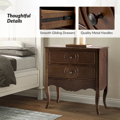Sidney Traditional 3-Drawer Nightstand with Built-In Outlets and USB by HULALA HOME