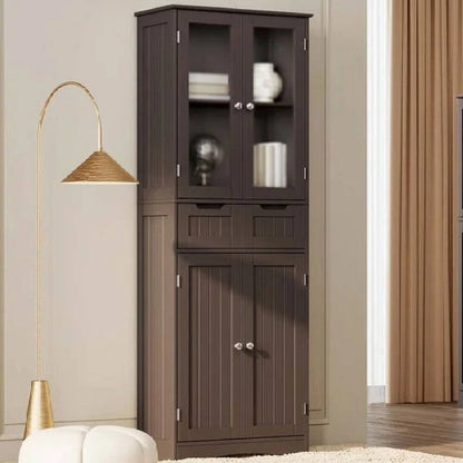 Tall Kitchen Pantry Cabinet, Freestanding Storage Cabinet, Bathroom Storage Cabinet with Doors