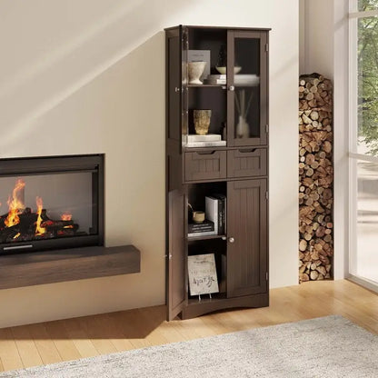 Tall Kitchen Pantry Cabinet, Freestanding Storage Cabinet, Bathroom Storage Cabinet with Doors