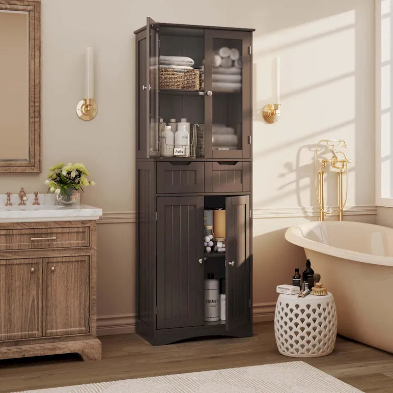 Tall Kitchen Pantry Cabinet, Freestanding Storage Cabinet, Bathroom Storage Cabinet with Doors