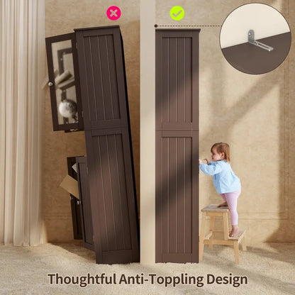 Tall Kitchen Pantry Cabinet, Freestanding Storage Cabinet, Bathroom Storage Cabinet with Doors