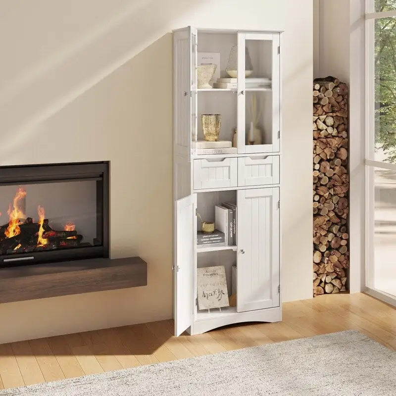 Tall Kitchen Pantry Cabinet, Freestanding Storage Cabinet, Bathroom Storage Cabinet with Doors