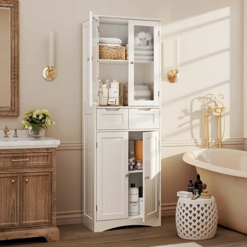 Tall Kitchen Pantry Cabinet, Freestanding Storage Cabinet, Bathroom Storage Cabinet with Doors