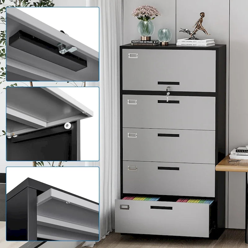Steel Lateral File Cabinet with Lock