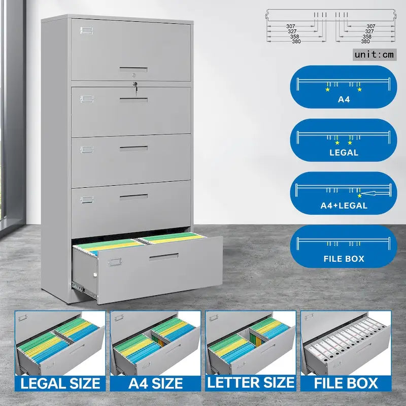 Steel Lateral File Cabinet with Lock