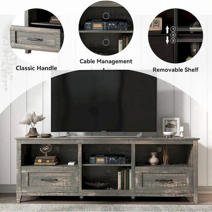 70 inch Farmhouse TV Stand with Storage 2 Drawers - M