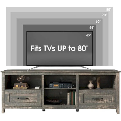70 inch Farmhouse TV Stand with Storage 2 Drawers - M