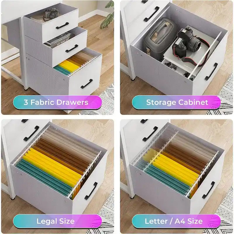 63.8 L Shaped Desk, Reversible Computer Desk Gaming Desk