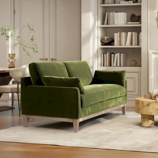 Pasadena 75.5 Velvet Modern Farmhouse Loose Pillow-Back Sofa