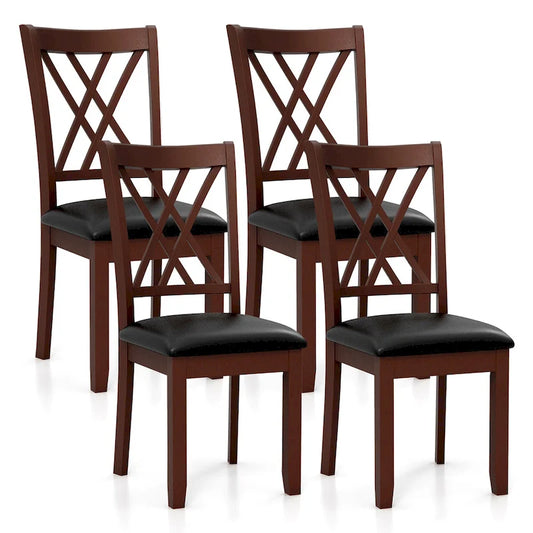 Gymax Set of 4 Dining Chair Kitchen Chair with Backrest Padded Seat &