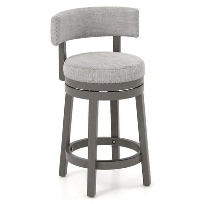 Swivel Bar Stool with Upholstered Back Seat and Footrest