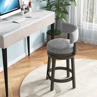 Swivel Bar Stool with Upholstered Back Seat and Footrest