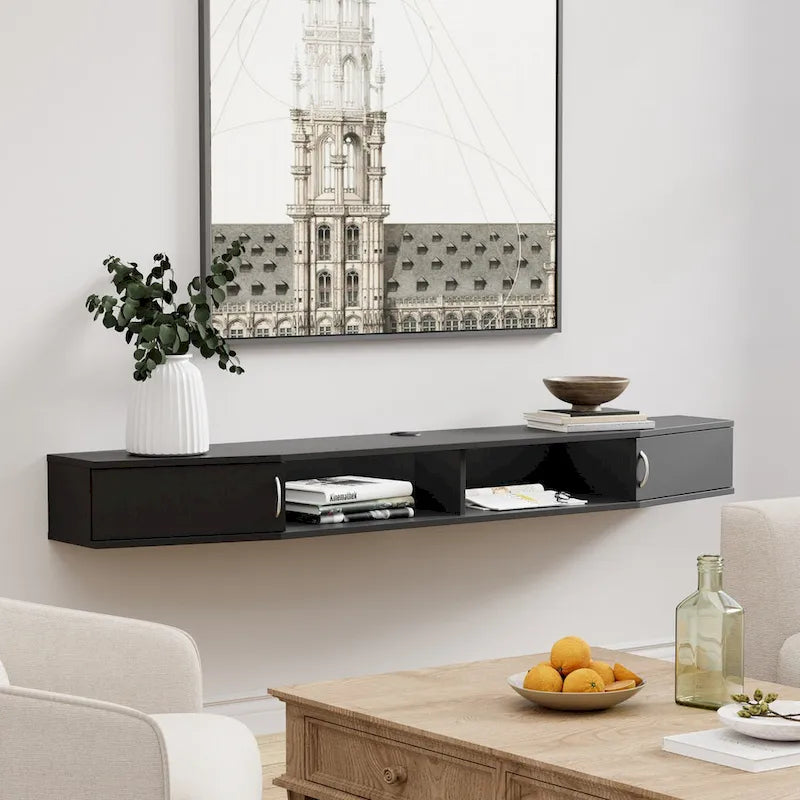 Fitueyes 70 Floating TV Stand Wall Mounted TV Shelf Media Console