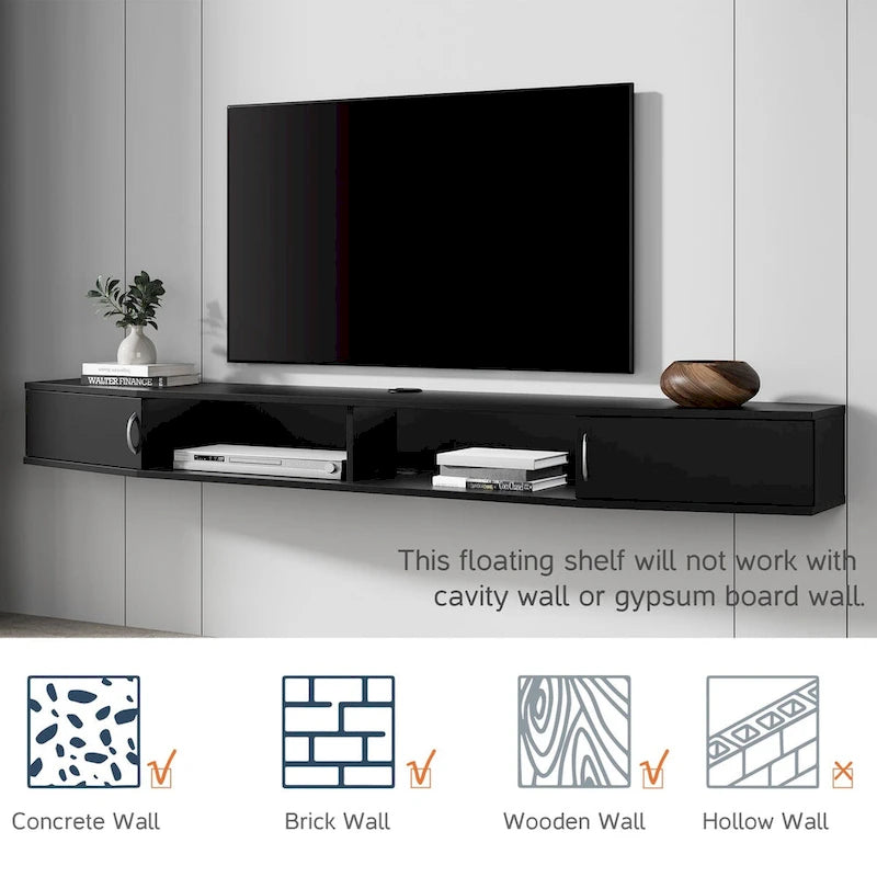 Fitueyes 70 Floating TV Stand Wall Mounted TV Shelf Media Console