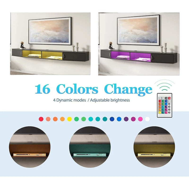 Fitueyes 70 Floating TV Stand Wall Mounted TV Shelf Media Console