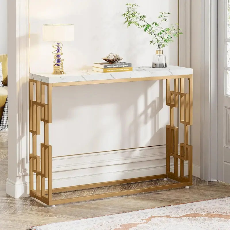 Gold Console Table, Modern 42.5 Sofa Tables Entryway Hallway Table