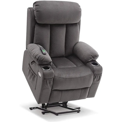 MCombo Large Power Lift Recliner with Extended Footrest for Big and Tall Elderly People, Hand Remote, Cup Holders, Fabric 7426