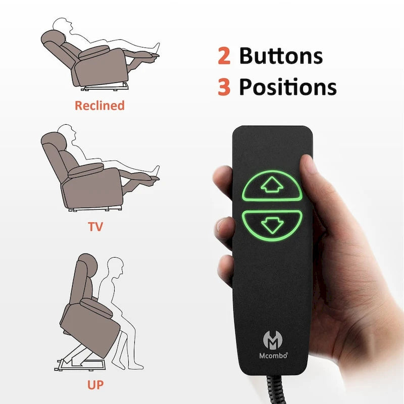 MCombo Large Power Lift Recliner with Extended Footrest for Big and Tall Elderly People, Hand Remote, Cup Holders, Fabric 7426