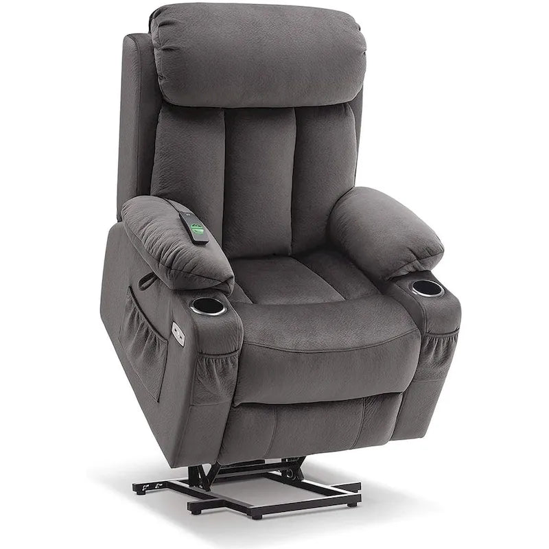 MCombo Large Power Lift Recliner with Extended Footrest for Big and Tall Elderly People, Hand Remote, Cup Holders, Fabric 7426