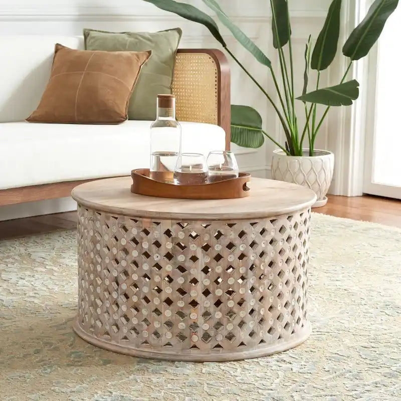 SAFAVIEH Pere Round Coffee Table - 28 L x 28 D x 16 H - 28Wx28Dx16H