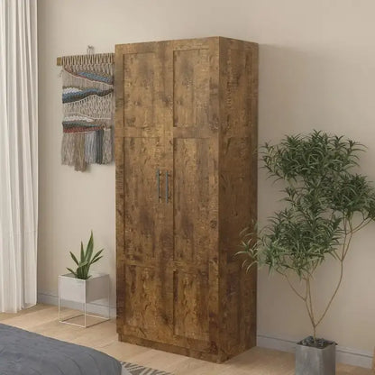 High Armoire Wardrobe and Storage Cabinet with 2 Doors and 3 Partitions to Separate 4 Storage Spaces 29.53W x 15.75 D x70.87H