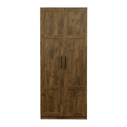 High Armoire Wardrobe and Storage Cabinet with 2 Doors and 3 Partitions to Separate 4 Storage Spaces 29.53W x 15.75 D x70.87H