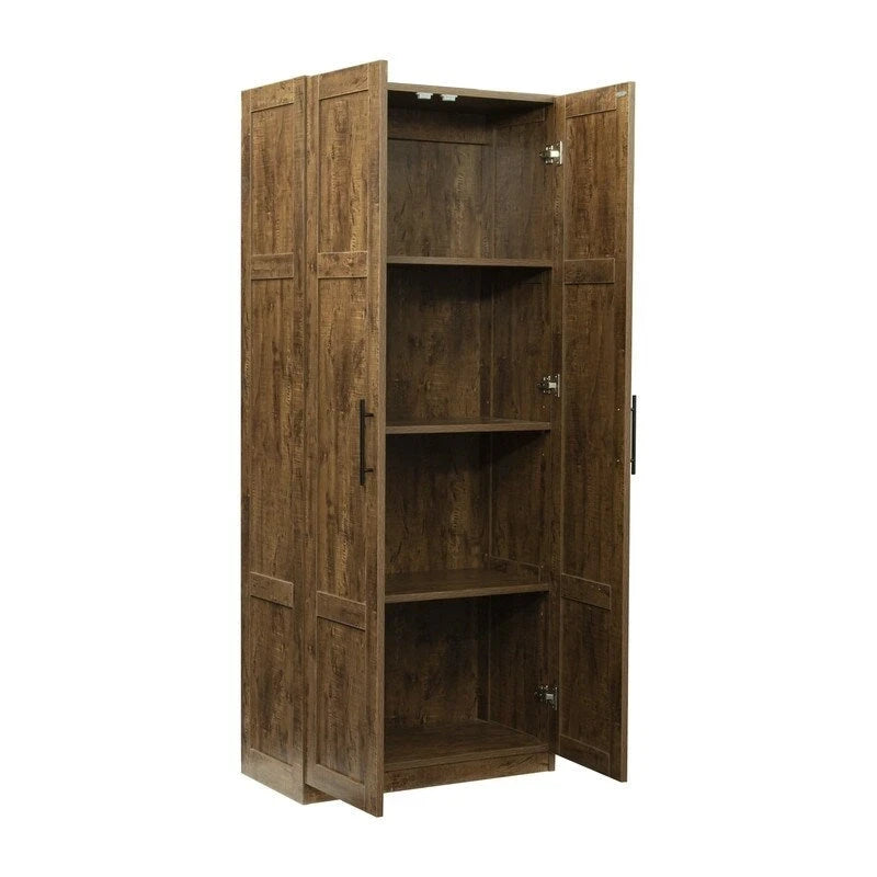 High Armoire Wardrobe and Storage Cabinet with 2 Doors and 3 Partitions to Separate 4 Storage Spaces 29.53W x 15.75 D x70.87H
