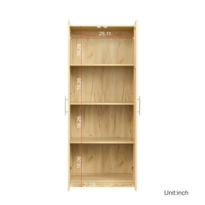 High Armoire Wardrobe and Storage Cabinet with 2 Doors and 3 Partitions to Separate 4 Storage Spaces 29.53W x 15.75 D x70.87H