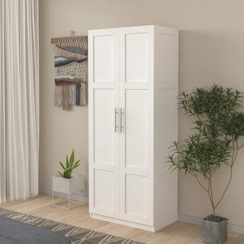 High Armoire Wardrobe and Storage Cabinet with 2 Doors and 3 Partitions to Separate 4 Storage Spaces 29.53W x 15.75 D x70.87H
