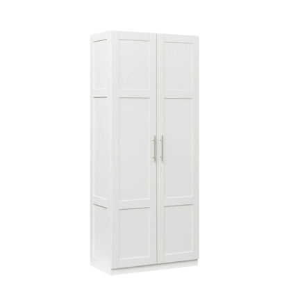 High Armoire Wardrobe and Storage Cabinet with 2 Doors and 3 Partitions to Separate 4 Storage Spaces 29.53W x 15.75 D x70.87H