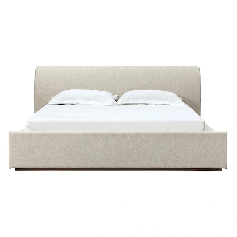 Louis Upholstered Platform Bed in Natural Linen