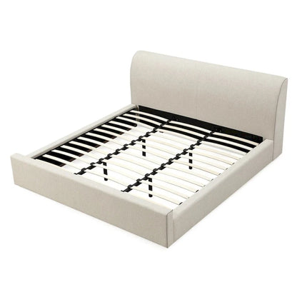 Louis Upholstered Platform Bed in Natural Linen