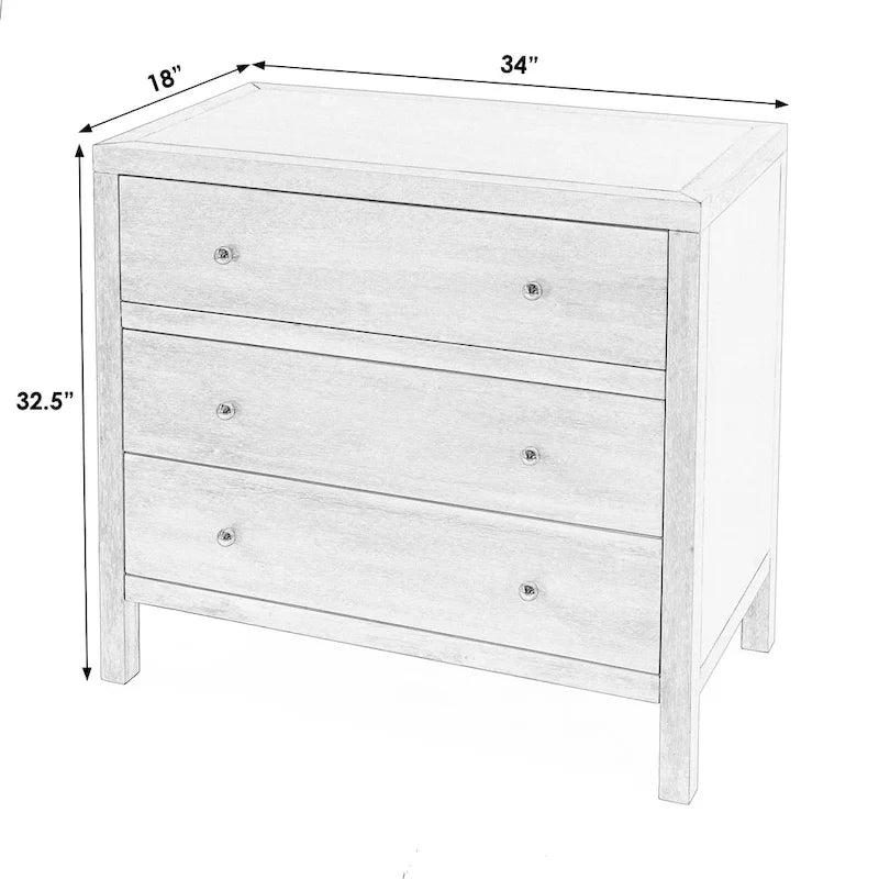 Nora 3-Drawer Wood Dresser