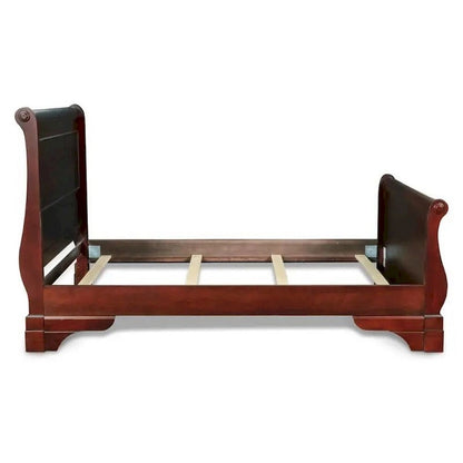Verl King Size Bed, Classic Sleigh Panel Design, Rich Brown Poplar Wood