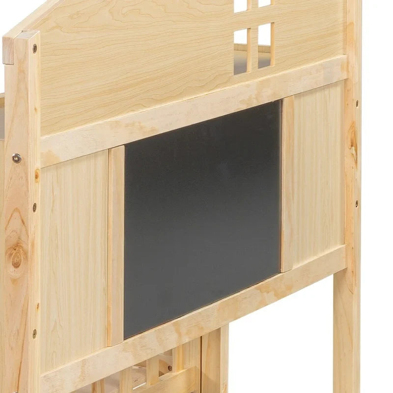 Full-size Floor Beds with Bookcases and Blackboards for Kids