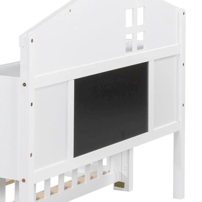 Full-size Floor Beds with Bookcases and Blackboards for Kids